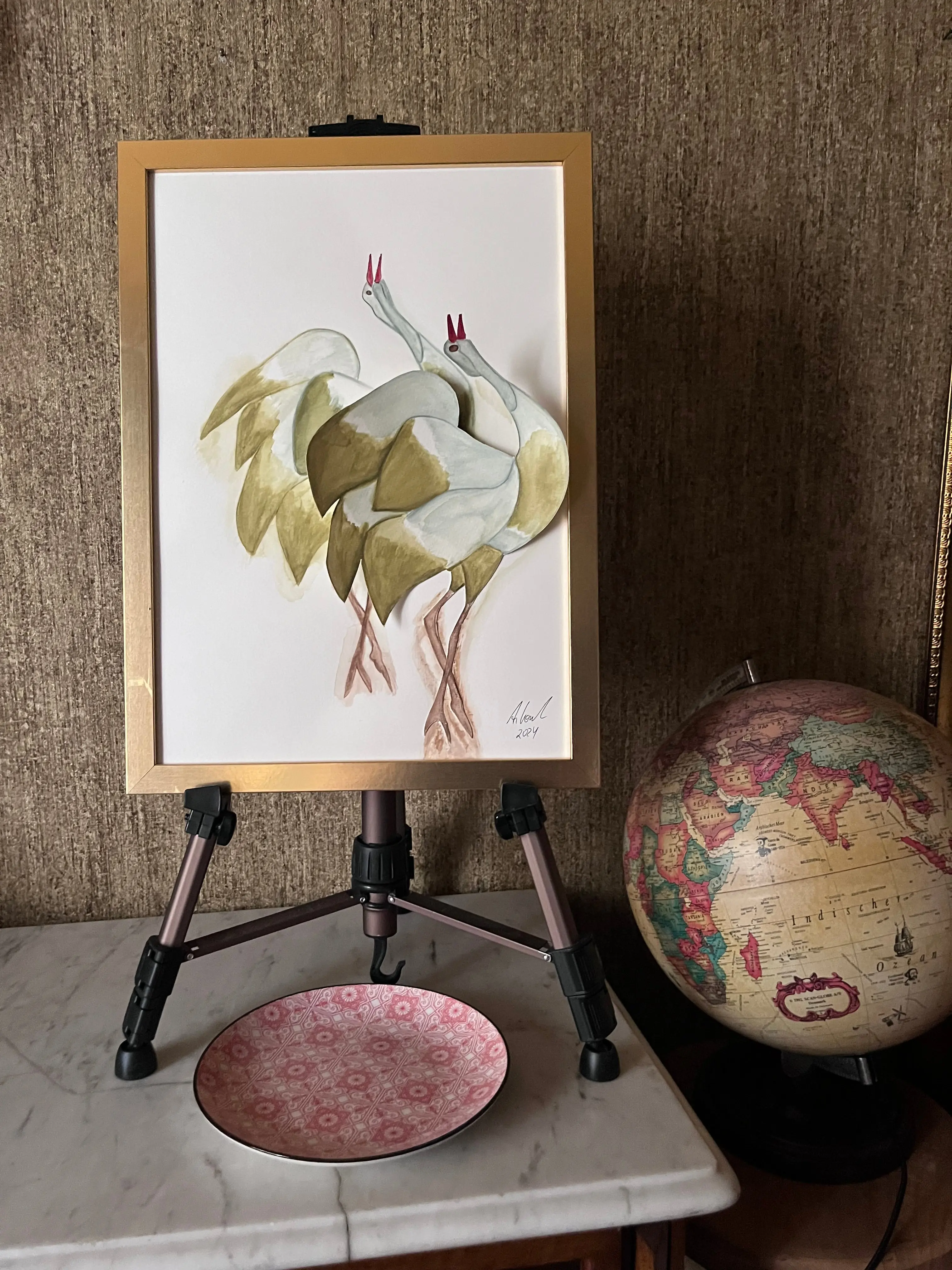 Kraniche auf Aquarell – Kollektion von YHYD