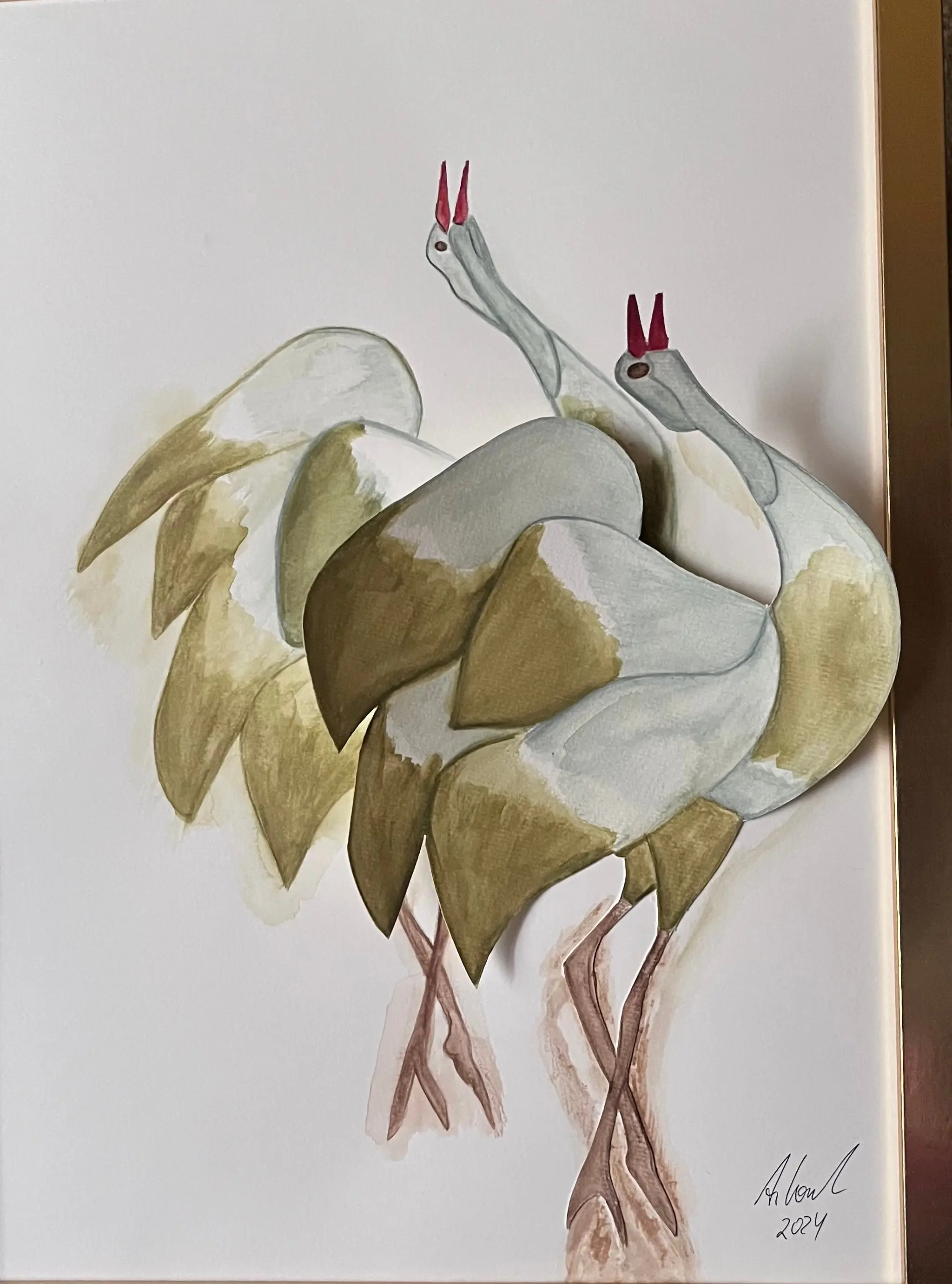 Kraniche auf Aquarell