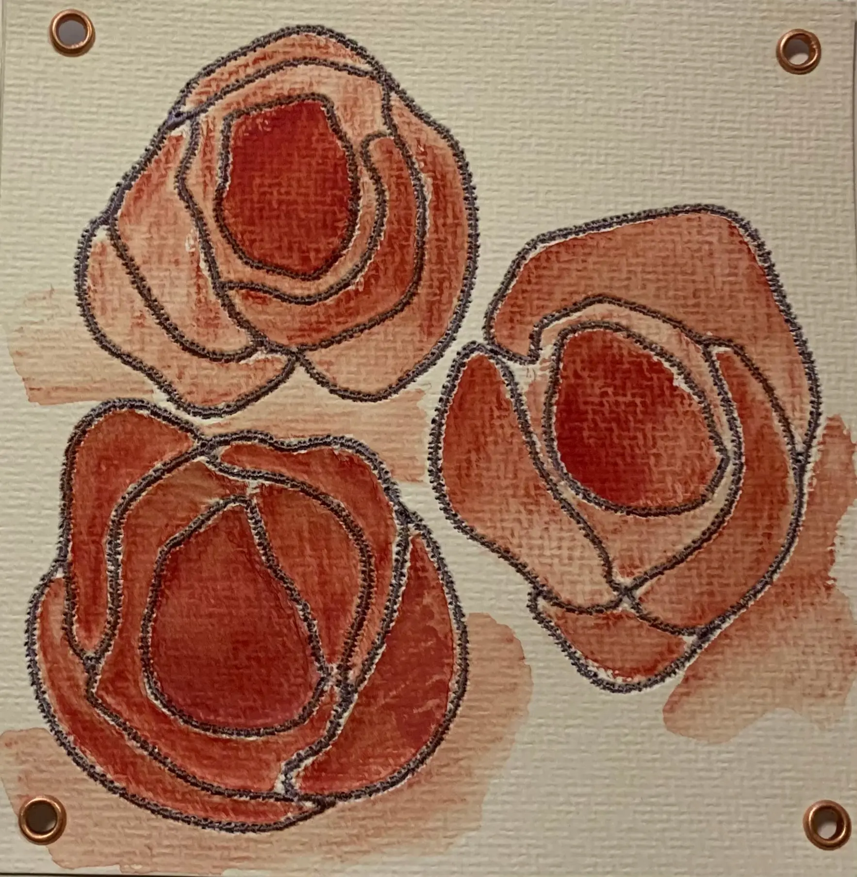 Aquarellarbeit in Rot