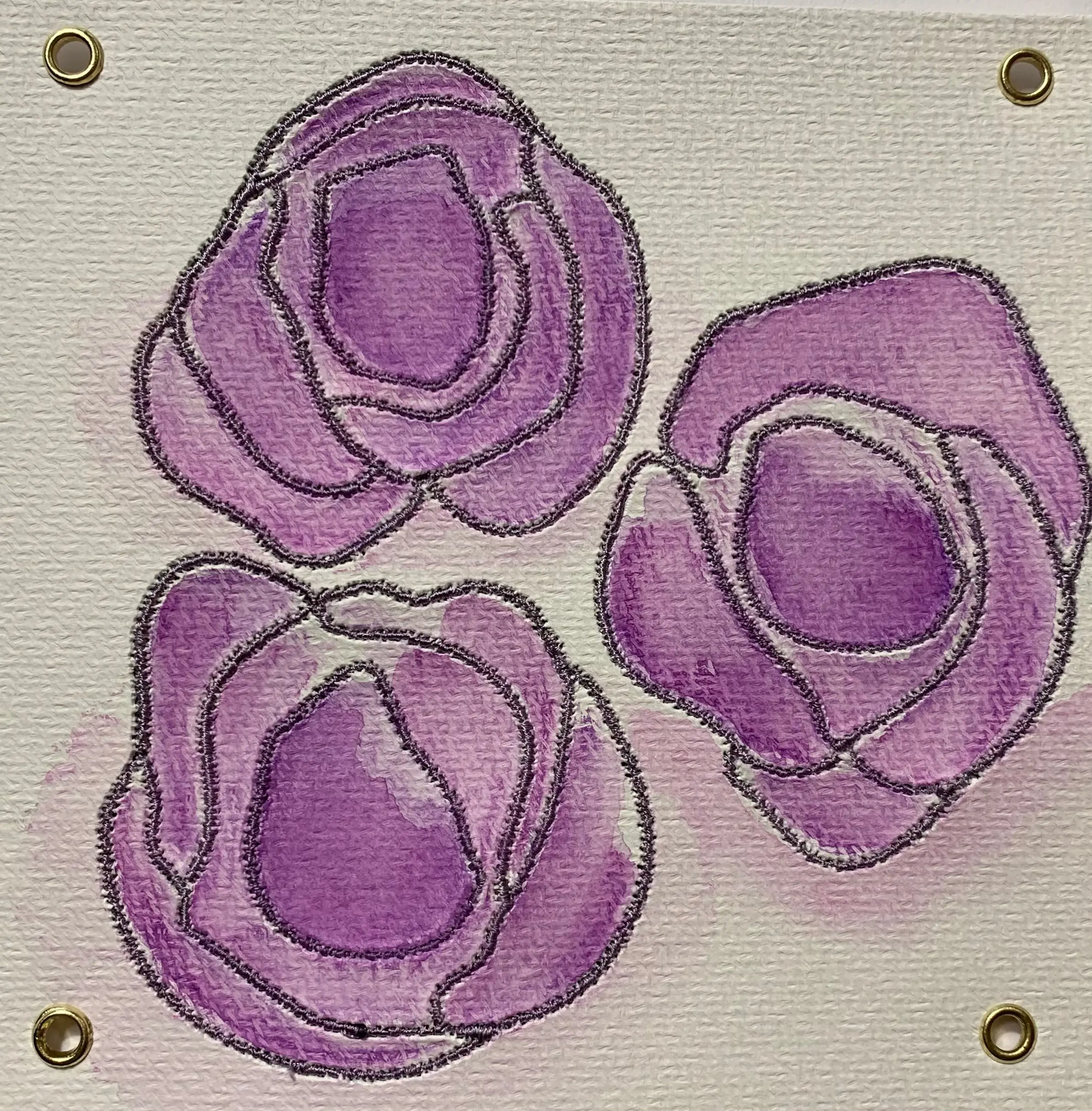 Aquarellarbeit in Violett