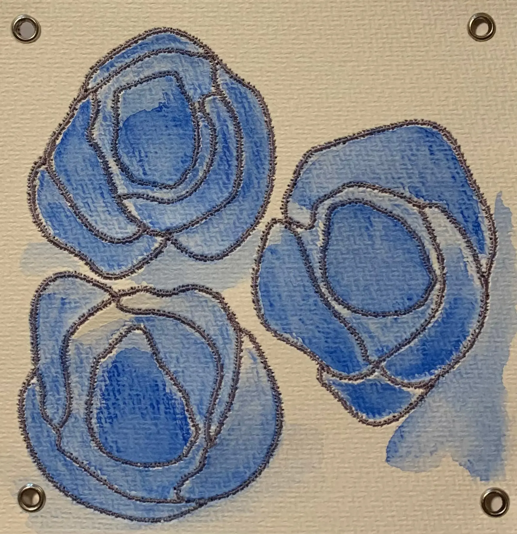 Aquarellarbeit in Blau